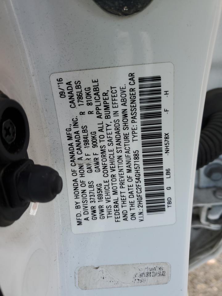 2HGFC2F54GH571885 HONDA CIVIC 2016