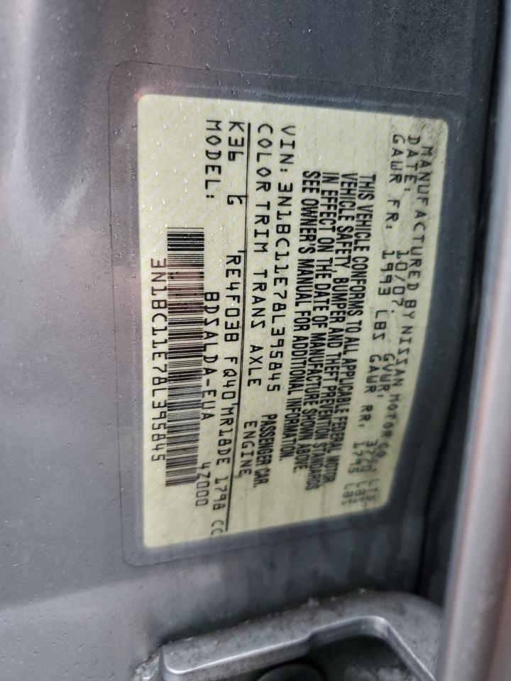 3N1BC11E78L395845 2008 Nissan Versa S