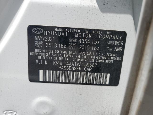 2021 Hyundai Sonata Sel VIN: KMHL14JA1MA159582 Lot: 54809894