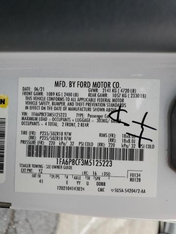 2021 Ford Mustang Gt VIN: 1FA6P8CF3M5125223 Lot: 54921374