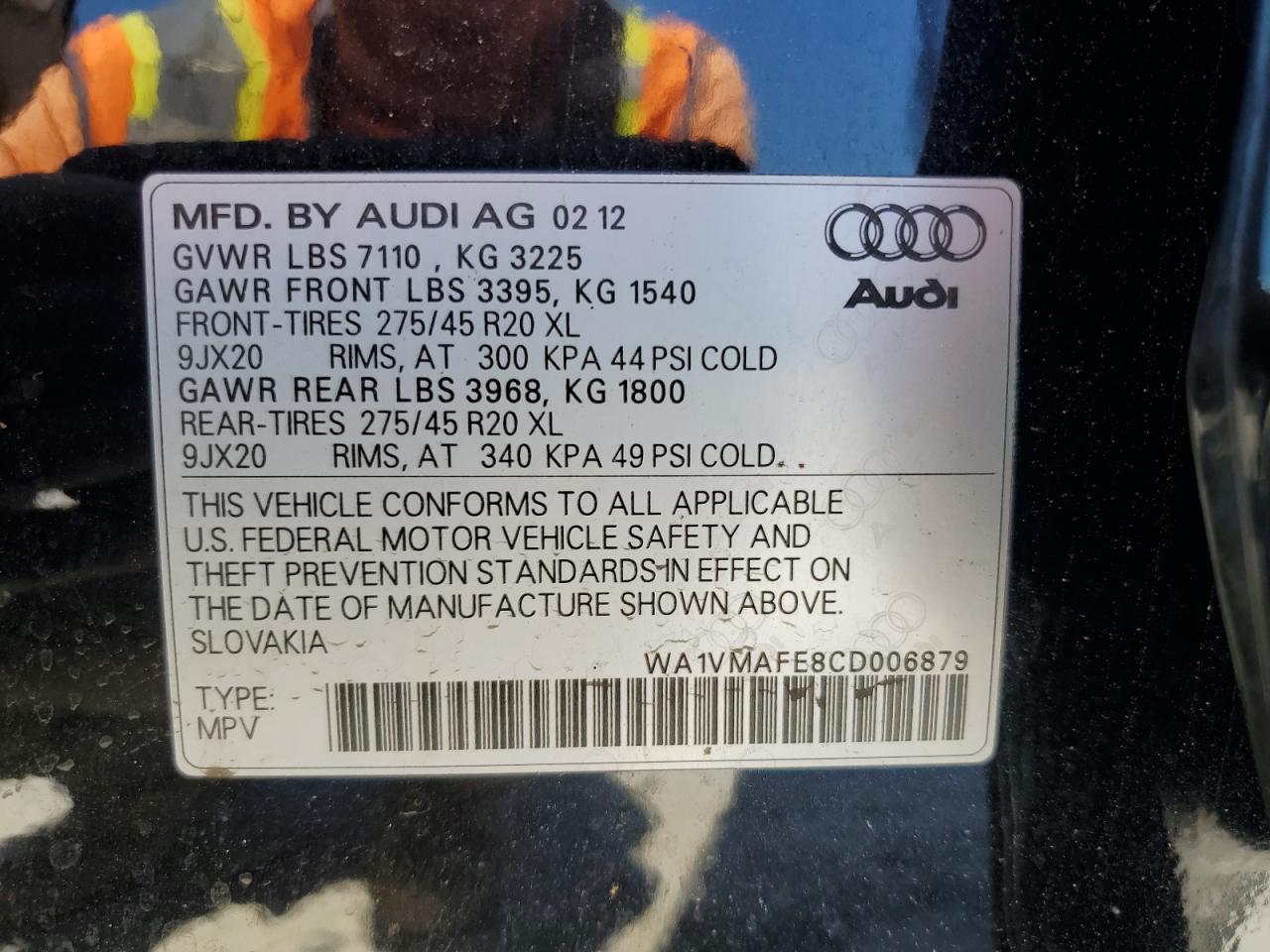 WA1VMAFE8CD006879 2012 Audi Q7 Prestige