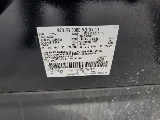 2016 Ford Explorer VIN: 1FM5K7B87GGC42583 Lot: 56279094