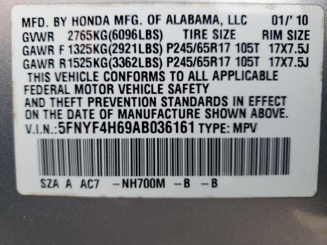 2010 Honda Pilot Exl VIN: 5FNYF4H69AB036161 Lot: 53460944