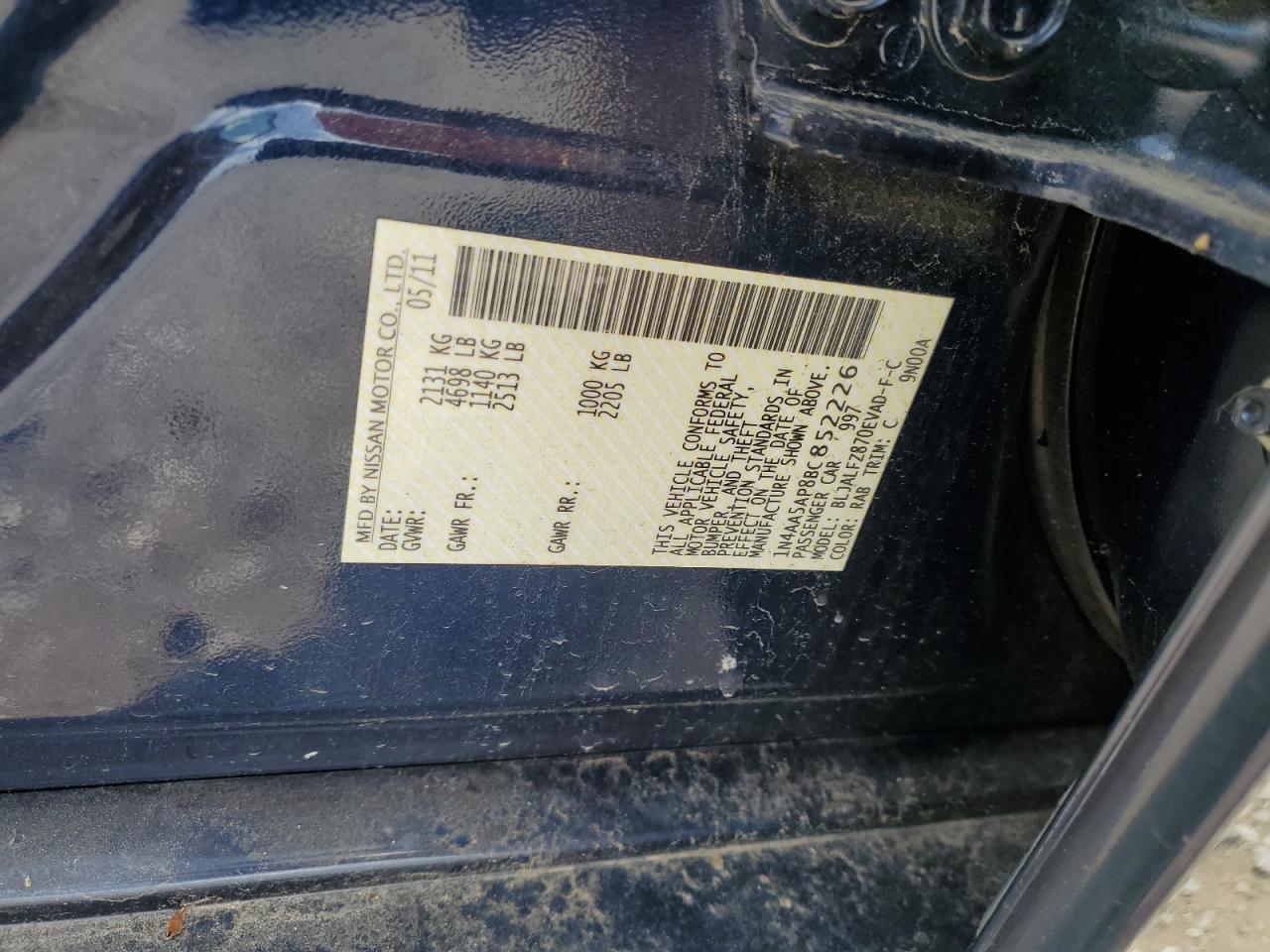 1N4AA5AP8BC852226 2011 Nissan Maxima S