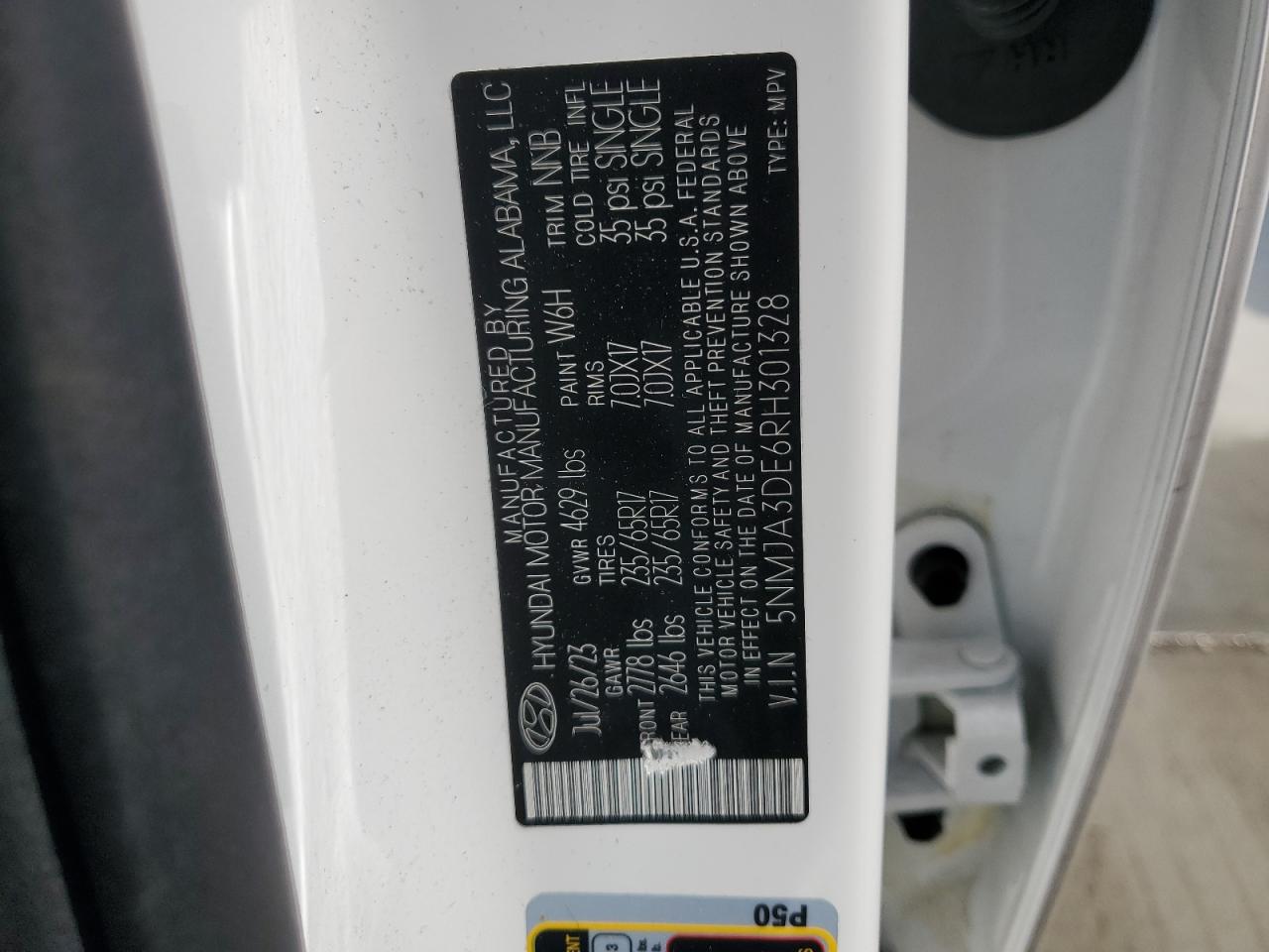 5NMJA3DE6RH301328 2024 Hyundai Tucson Se