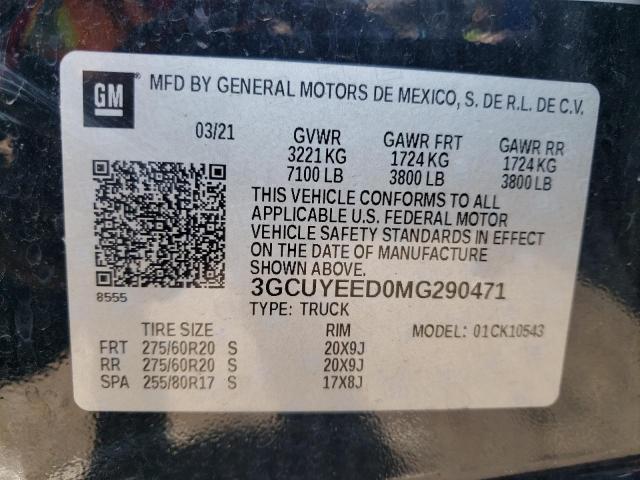 2021 CHEVROLET SILVERADO - 3GCUYEED0MG290471