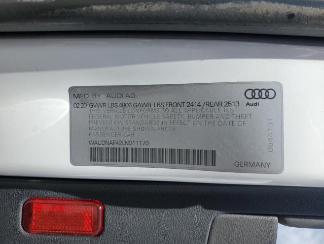 VIN WAUDNAF42LN011170 2020 Audi A4, Premium no.12