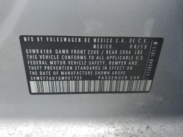 2016 Volkswagen Gti S/Se VIN: 3VW5T7AU1GM001735 Lot: 55133774