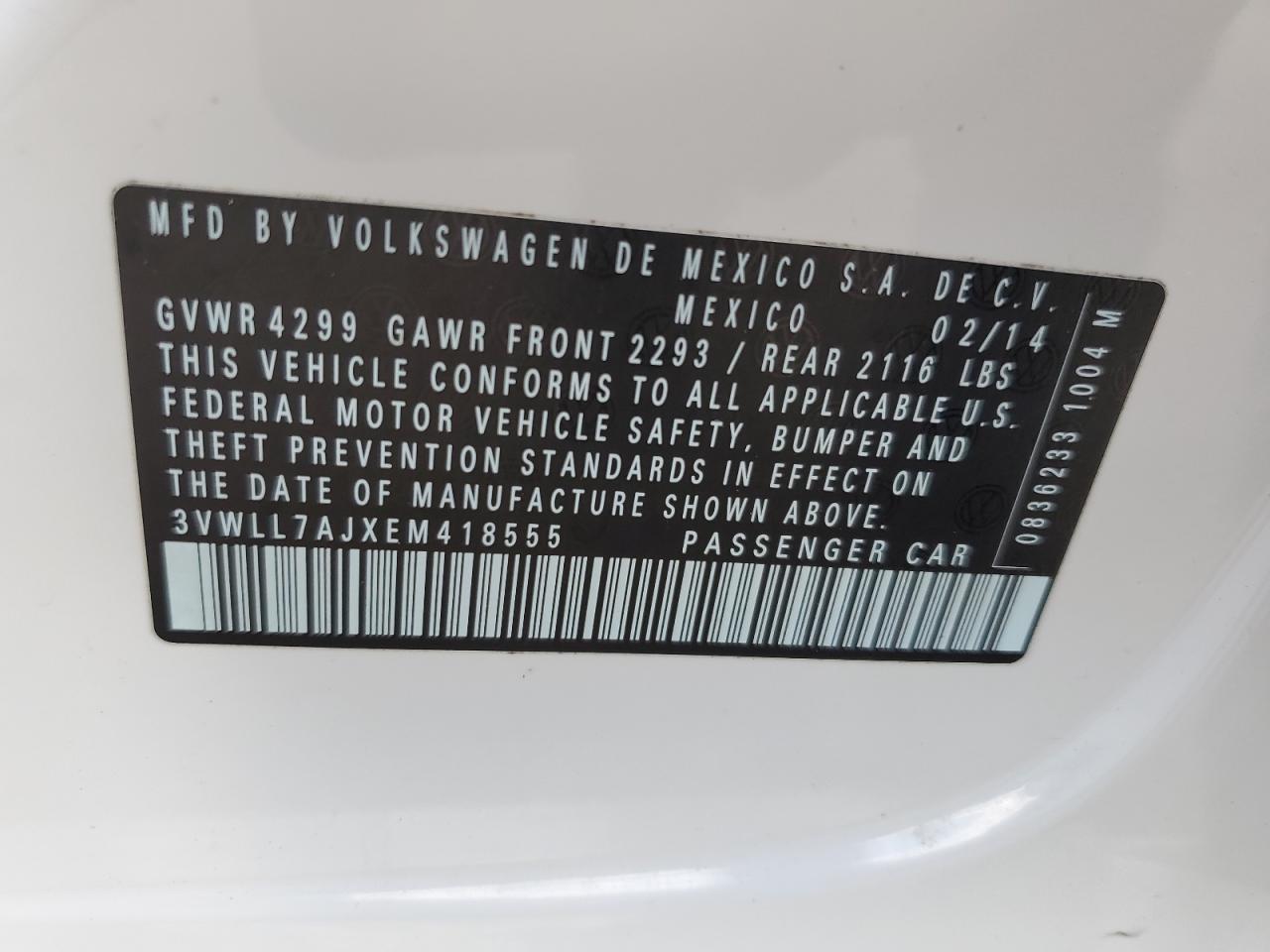 3VWLL7AJXEM418555 2014 Volkswagen Jetta Tdi