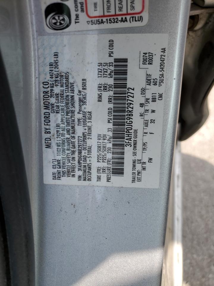 3FAHP0JG9BR297272 2011 Ford Fusion Sel
