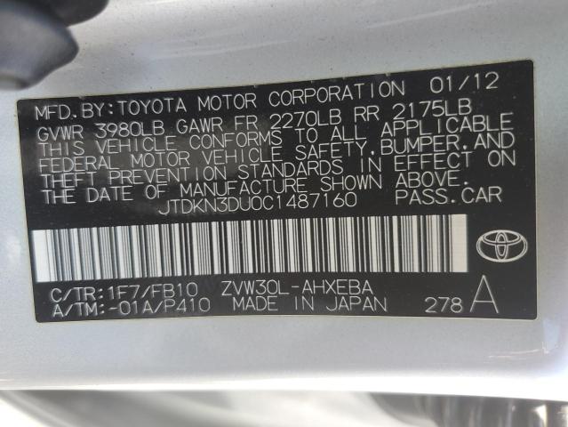 2012 Toyota Prius VIN: JTDKN3DU0C1487160 Lot: 52924204