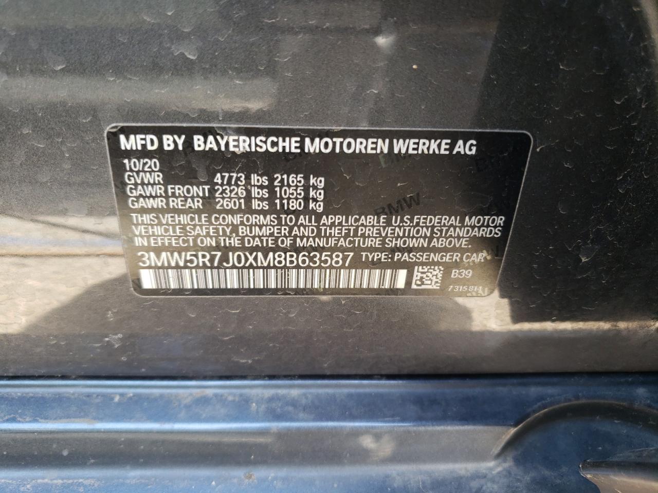 3MW5R7J0XM8B63587 2021 BMW 330Xi