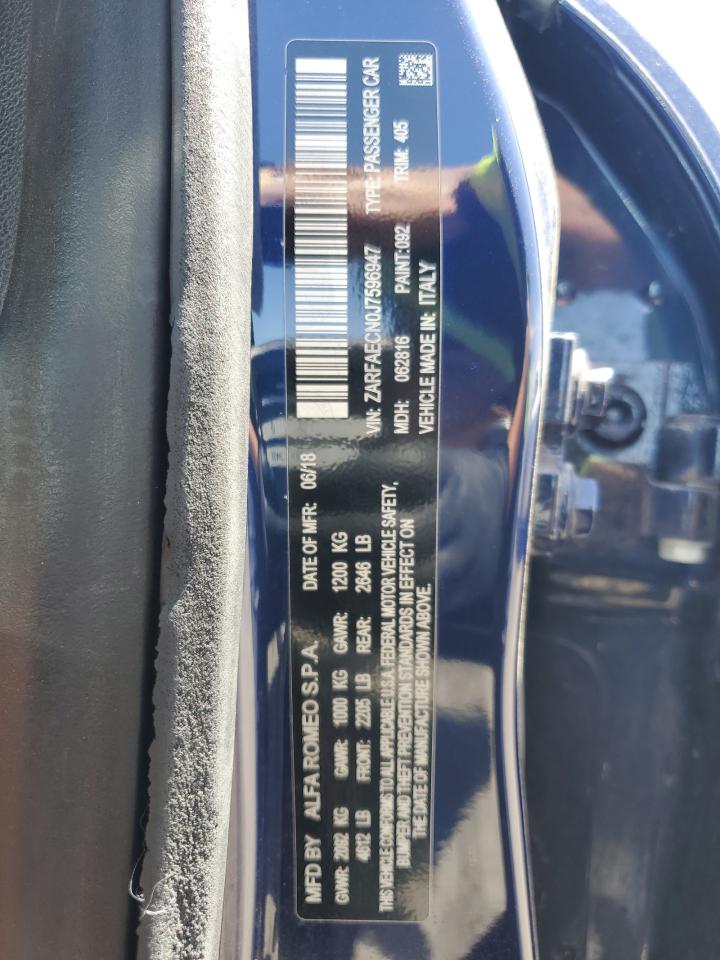ZARFAECN0J7596947 2018 Alfa Romeo Giulia Ti