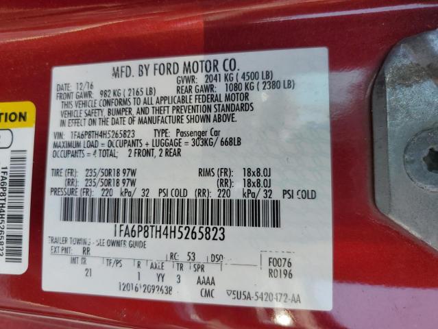 2017 FORD MUSTANG - 1FA6P8TH4H5265823