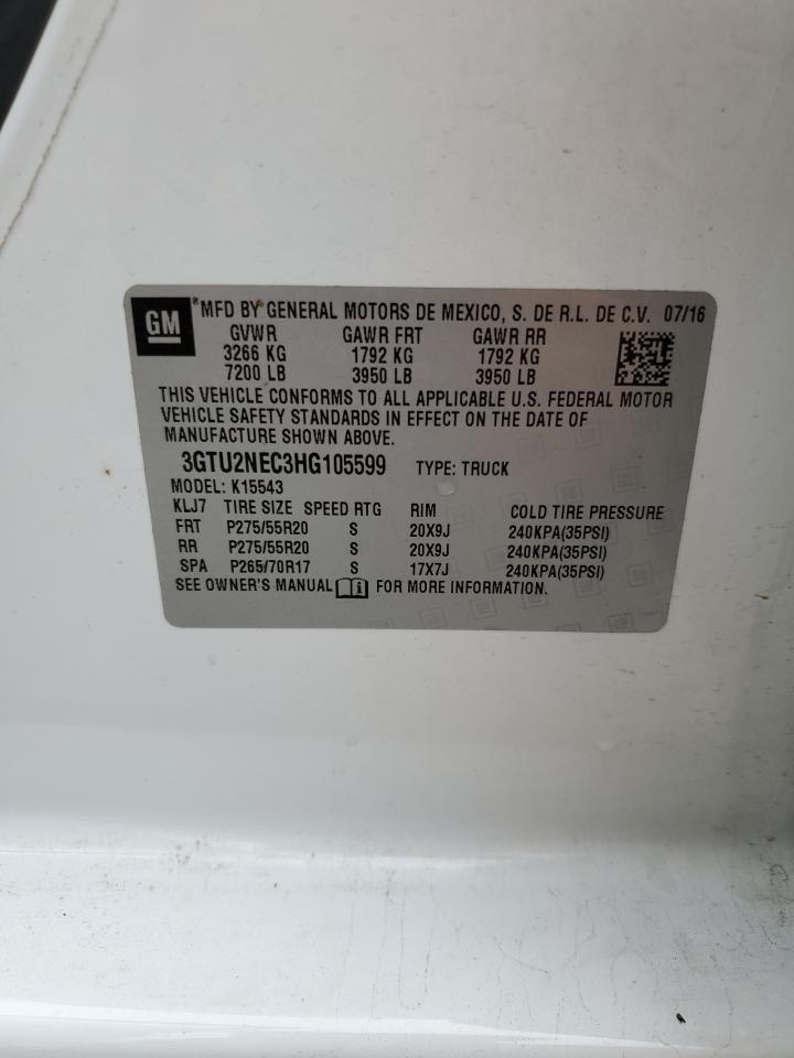 3GTU2NEC3HG105599 2017 GMC Sierra K1500 Slt