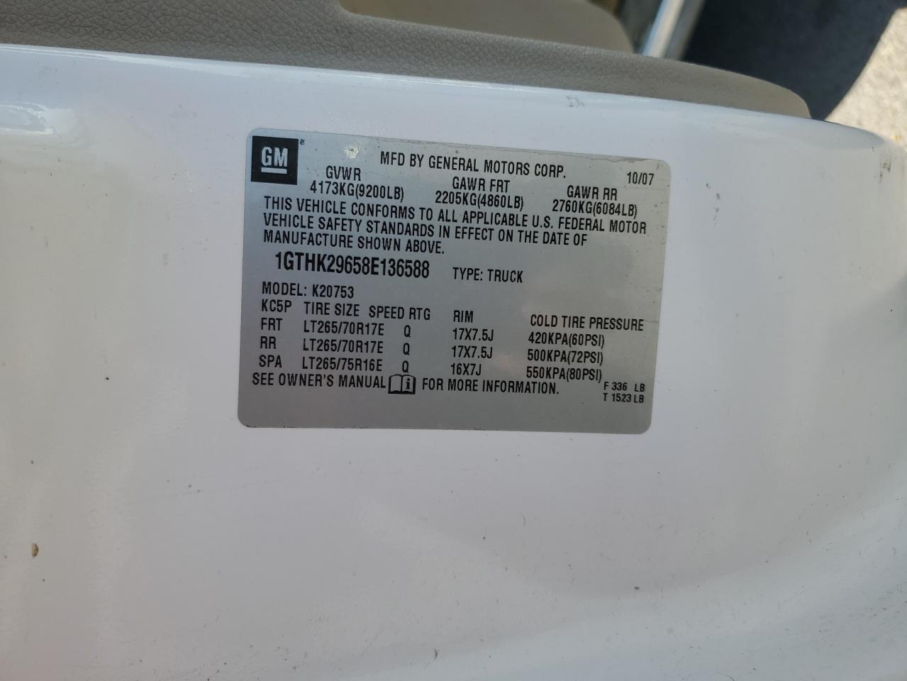 1GTHK29658E136588 2008 GMC Sierra K2500 Heavy Duty