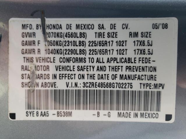 2008 Honda Cr-V Ex VIN: 3CZRE48568G702275 Lot: 54949324