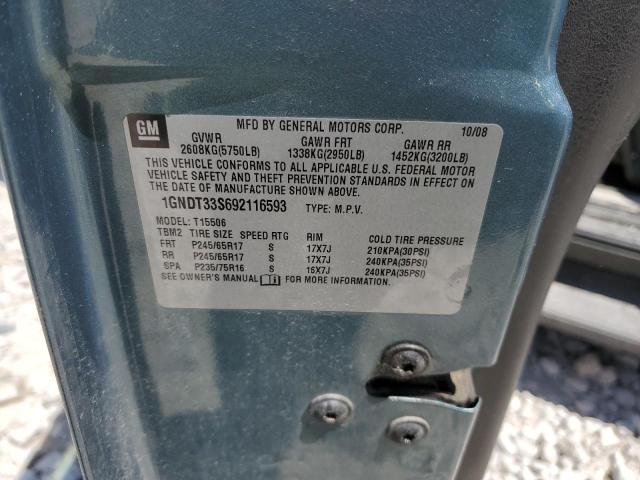 2009 Chevrolet Trailblazer Lt VIN: 1GNDT33S692116593 Lot: 55617724