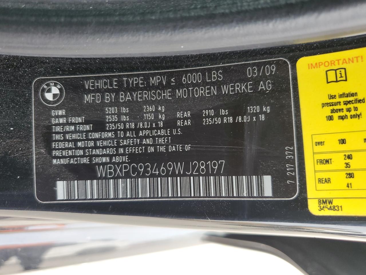 WBXPC93469WJ28197 2009 BMW X3 xDrive30I