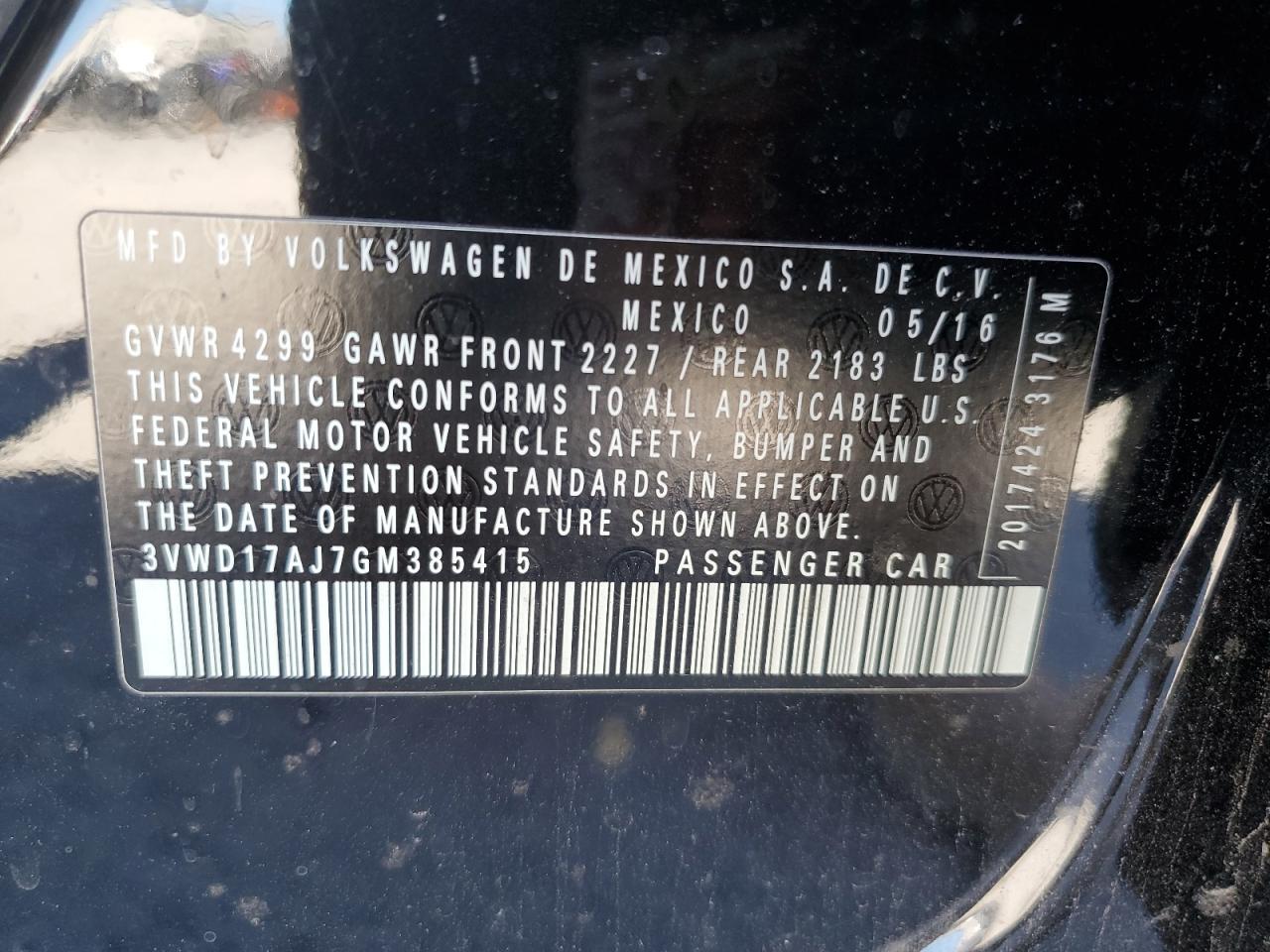 3VWD17AJ7GM385415 2016 Volkswagen Jetta Sport