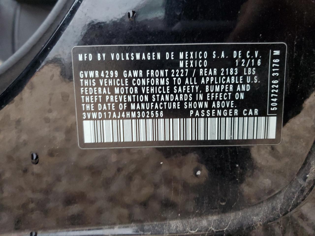 3VWD17AJ4HM302556 2017 Volkswagen Jetta Sport