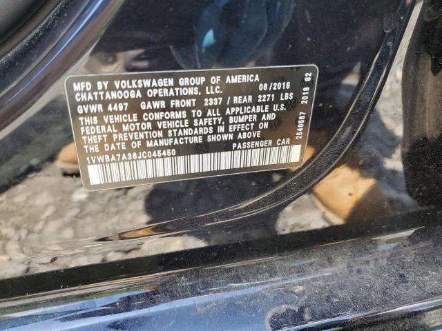 2018 Volkswagen Passat Se VIN: 1VWBA7A36JC045450 Lot: 56890214