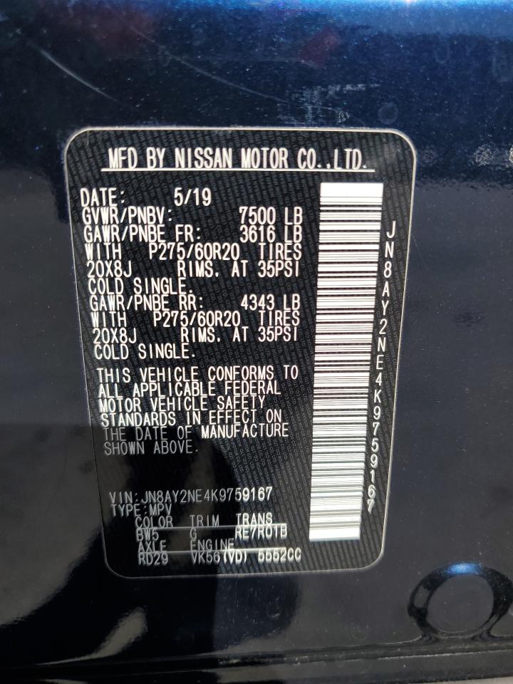 JN8AY2NE4K9759167 2019 Nissan Armada Platinum