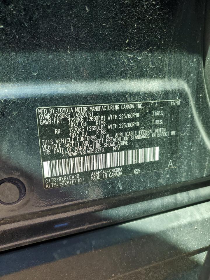 2T3DWRFV8LW058378 2020 Toyota Rav4 Limited