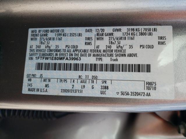 2021 FORD F150 SUPER - 1FTFW1E80MFA39963
