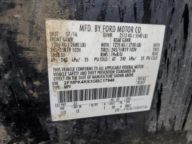 Lot #2517125130 2016 FORD EDGE TITAN salvage car