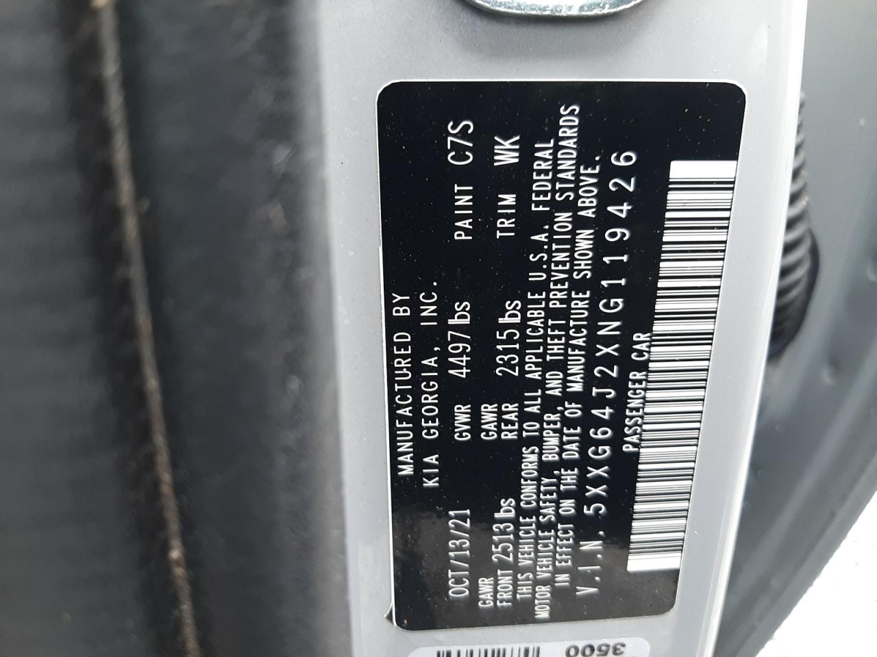 5XXG64J2XNG119426 2022 Kia K5 Gt Line