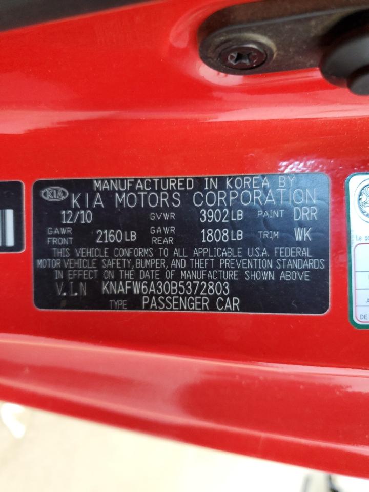 KNAFW6A30B5372803 2011 Kia Forte Sx