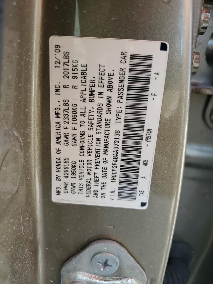 1HGCP2F48AA072138 2010 Honda Accord Lxp