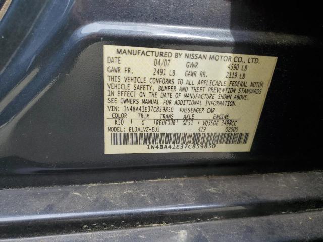 2007 Nissan Maxima Se VIN: 1N4BA41E37C859850 Lot: 53618544