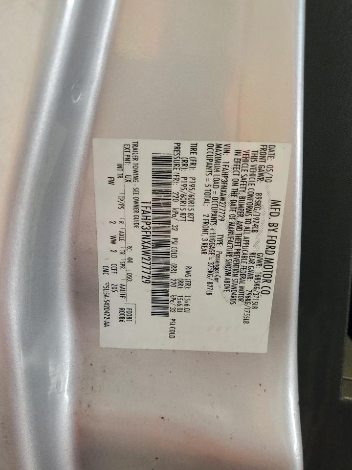 1FAHP3FNXAW277729 2010 Ford Focus Se