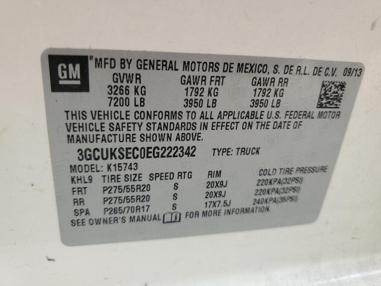 3GCUKSEC0EG222342 2014 Chevrolet Silverado K1500 Ltz