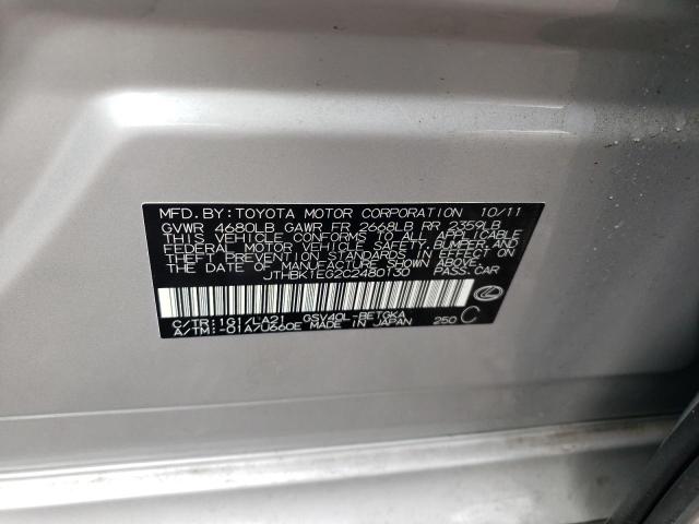 2012 Lexus Es 350 VIN: JTHBK1EG2C2480130 Lot: 54318644