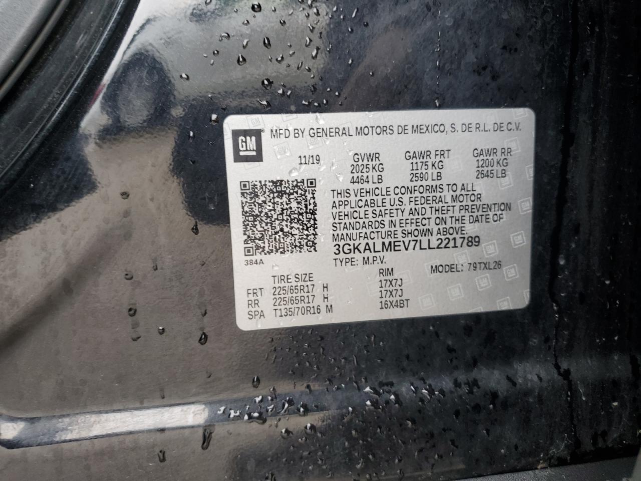 3GKALMEV7LL221789 2020 GMC Terrain Sle