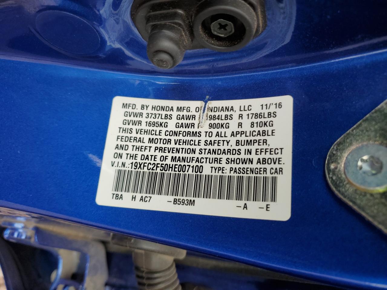 2017 Honda Civic Lx vin: 19XFC2F50HE007100