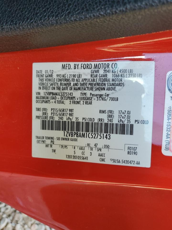 1ZVBP8AM1C5275143 2012 Ford Mustang