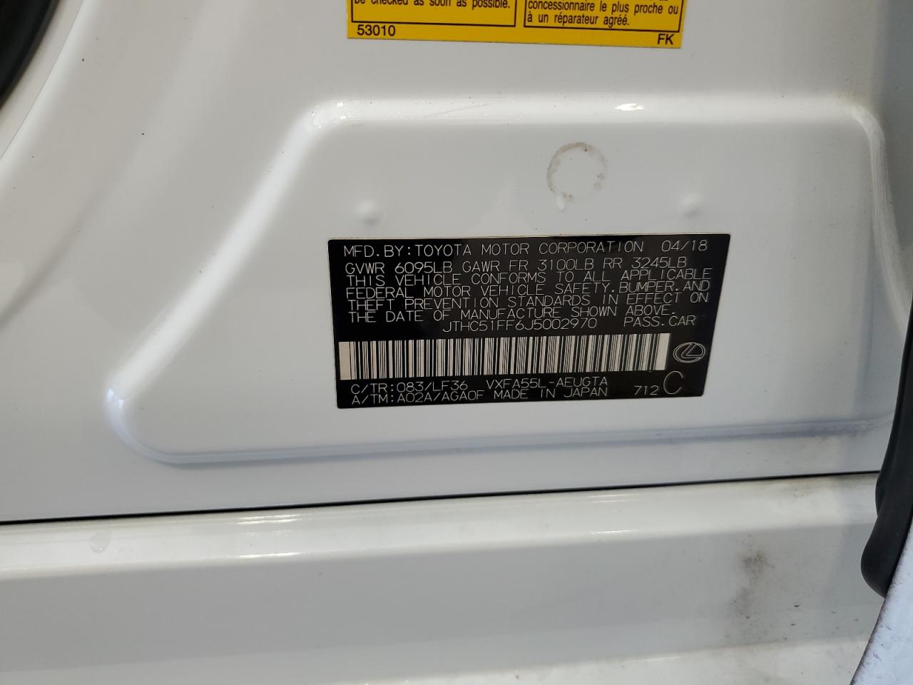 JTHC51FF6J5002970 2018 Lexus Ls 500 Base