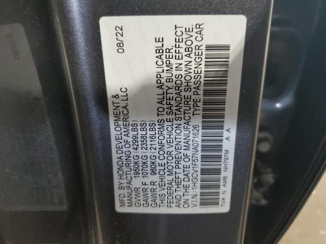 2022 HONDA ACCORD EXL 1HGCV1F57NA071626  55889844