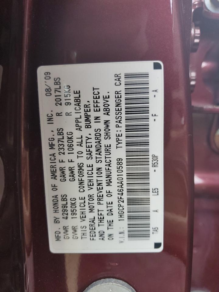 1HGCP2F46AA010589 2010 Honda Accord Lxp