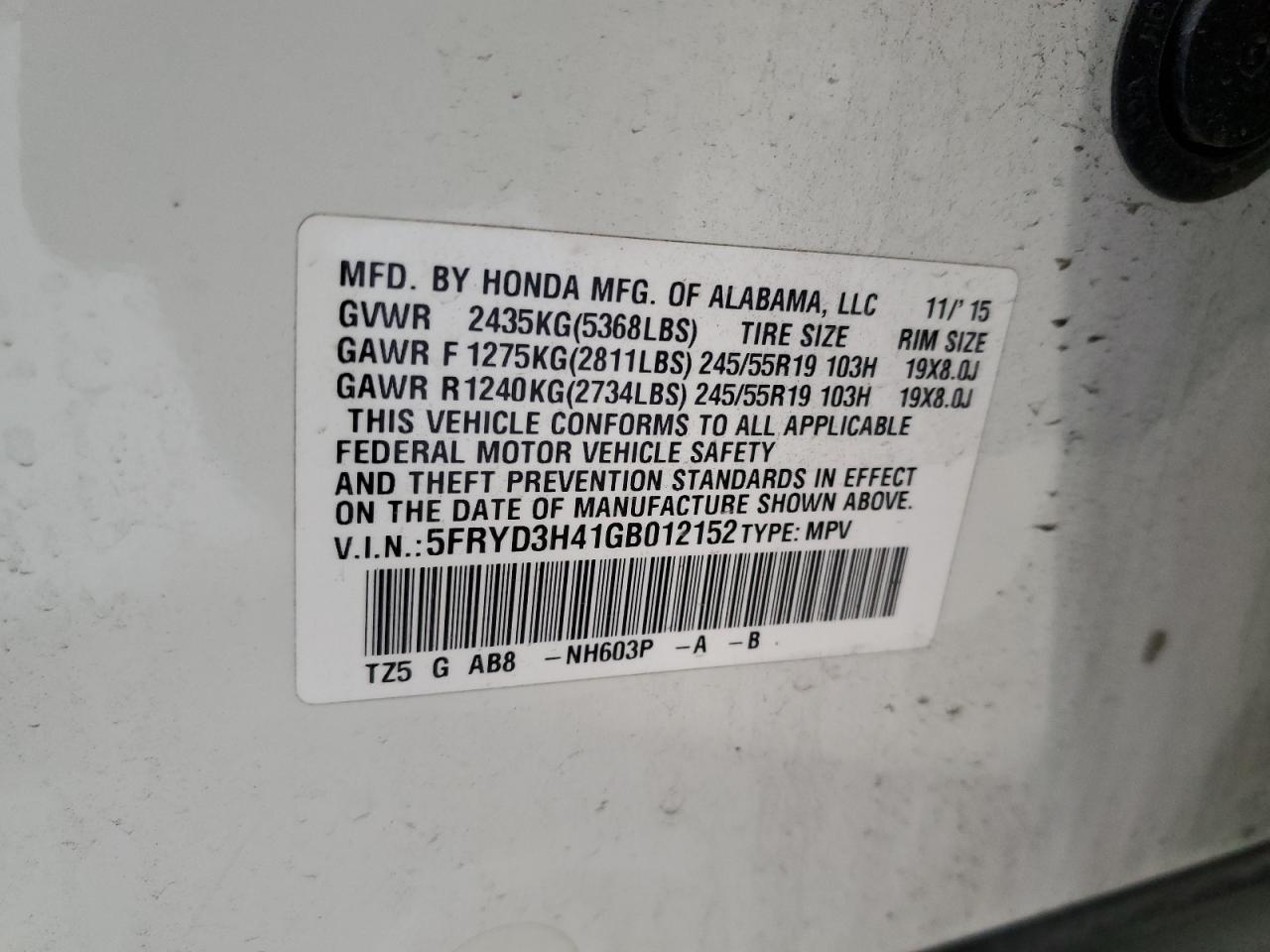 5FRYD3H41GB012152 2016 Acura Mdx Technology