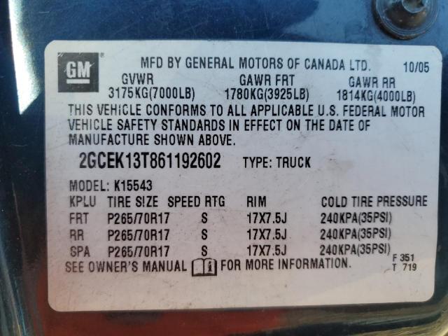 2006 Chevrolet Silverado K1500 VIN: 2GCEK13T861192602 Lot: 54131614