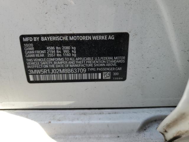 2021 BMW 330I VIN: 3MW5R1J02M8B63709 Lot: 56002654