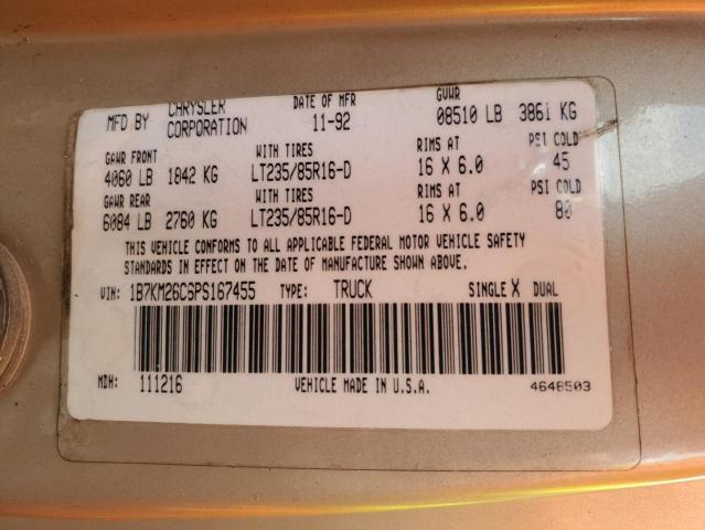 1993 Dodge W-Series W200 VIN: 1B7KM26C6PS167455 Lot: 54973984