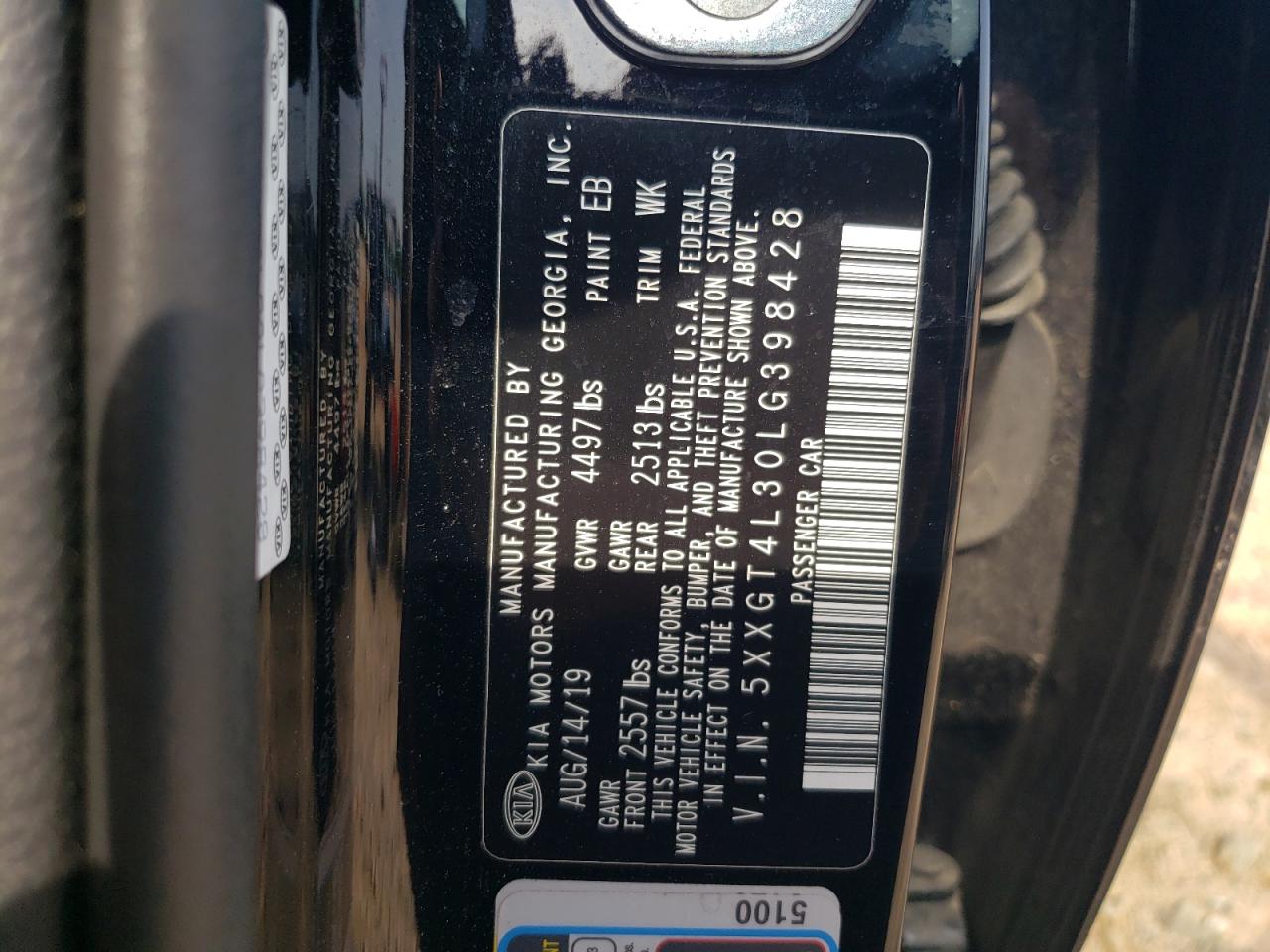 5XXGT4L30LG398428 2020 Kia Optima Lx