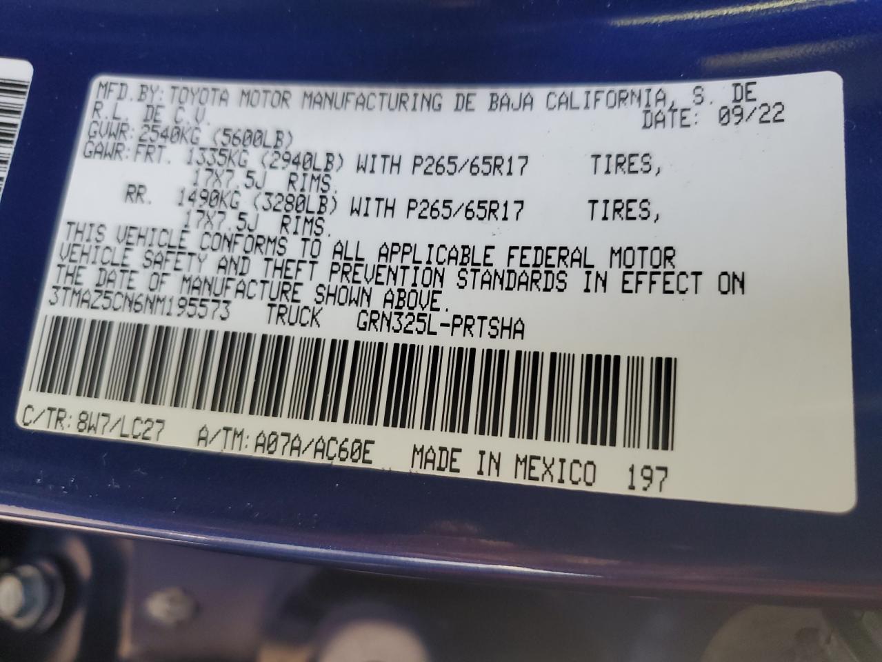 3TMAZ5CN6NM195573 2022 Toyota Tacoma Double Cab