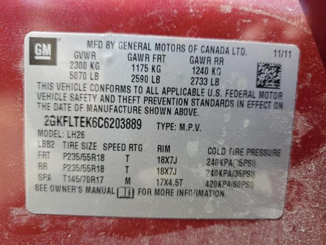 2012 GMC Terrain Sle VIN: 2GKFLTEK6C6203889 Lot: 51526414